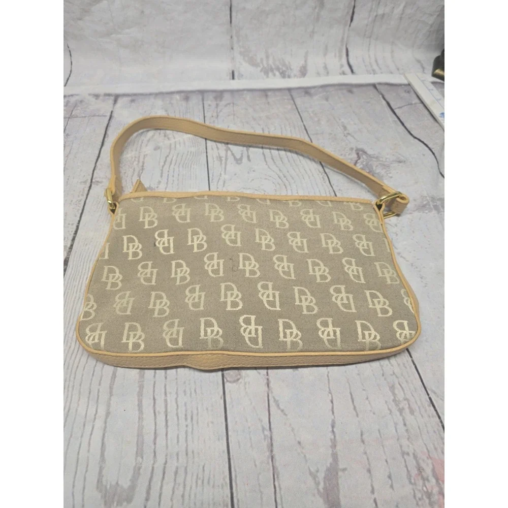 Vintage Dooney & Bourke 1975 Signature Monogram Purse – Gray/Blue Canvas